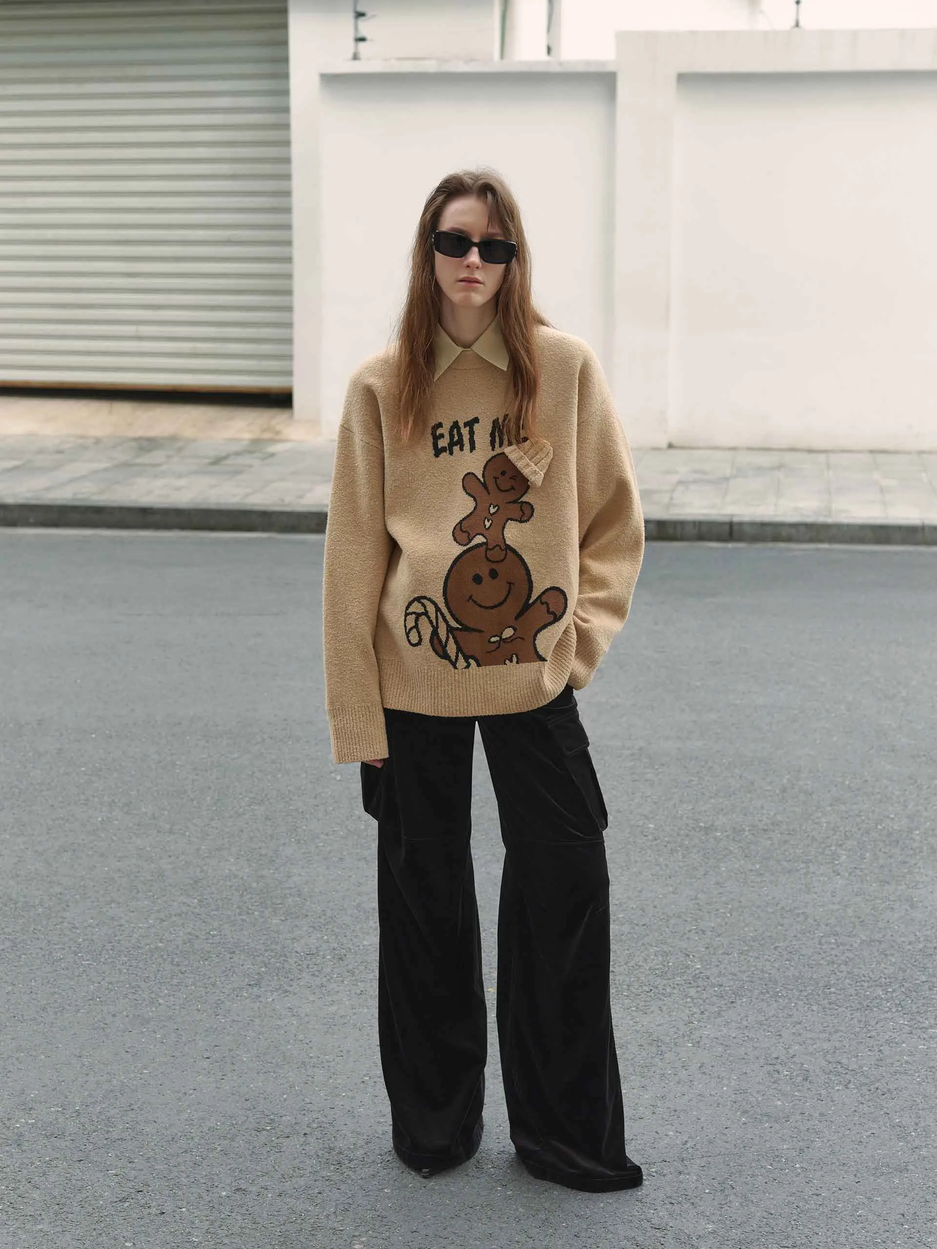 Loose Cartoon Print Sweater