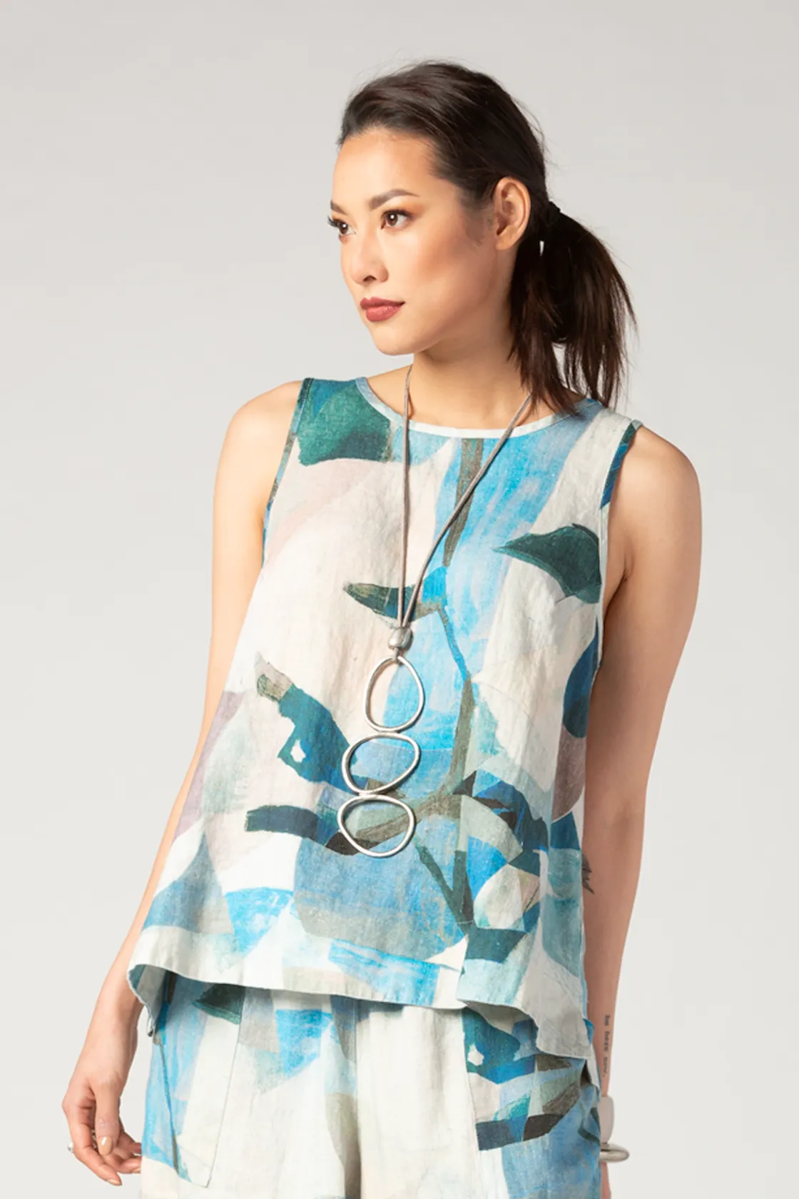 LUUKAA Corsica Tank in Blue Print