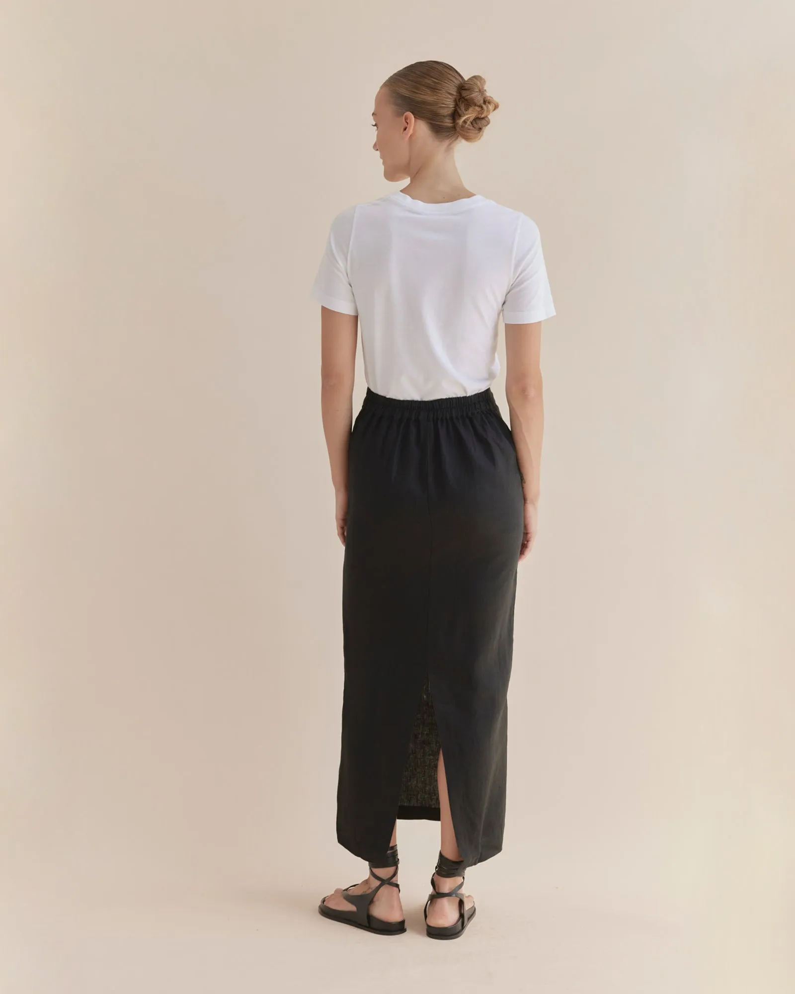 Mabel Linen Skirt - Black