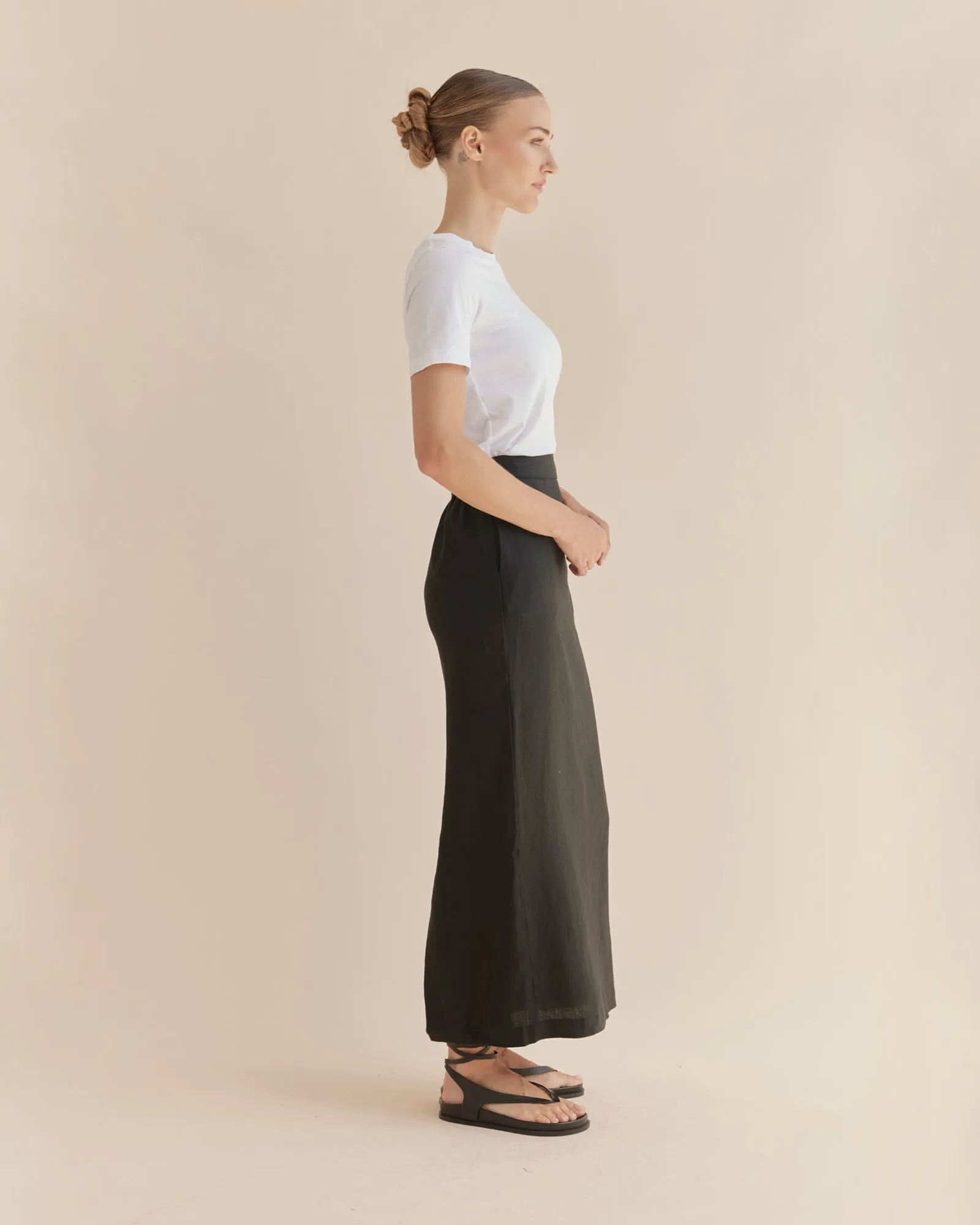 Mabel Linen Skirt - Black