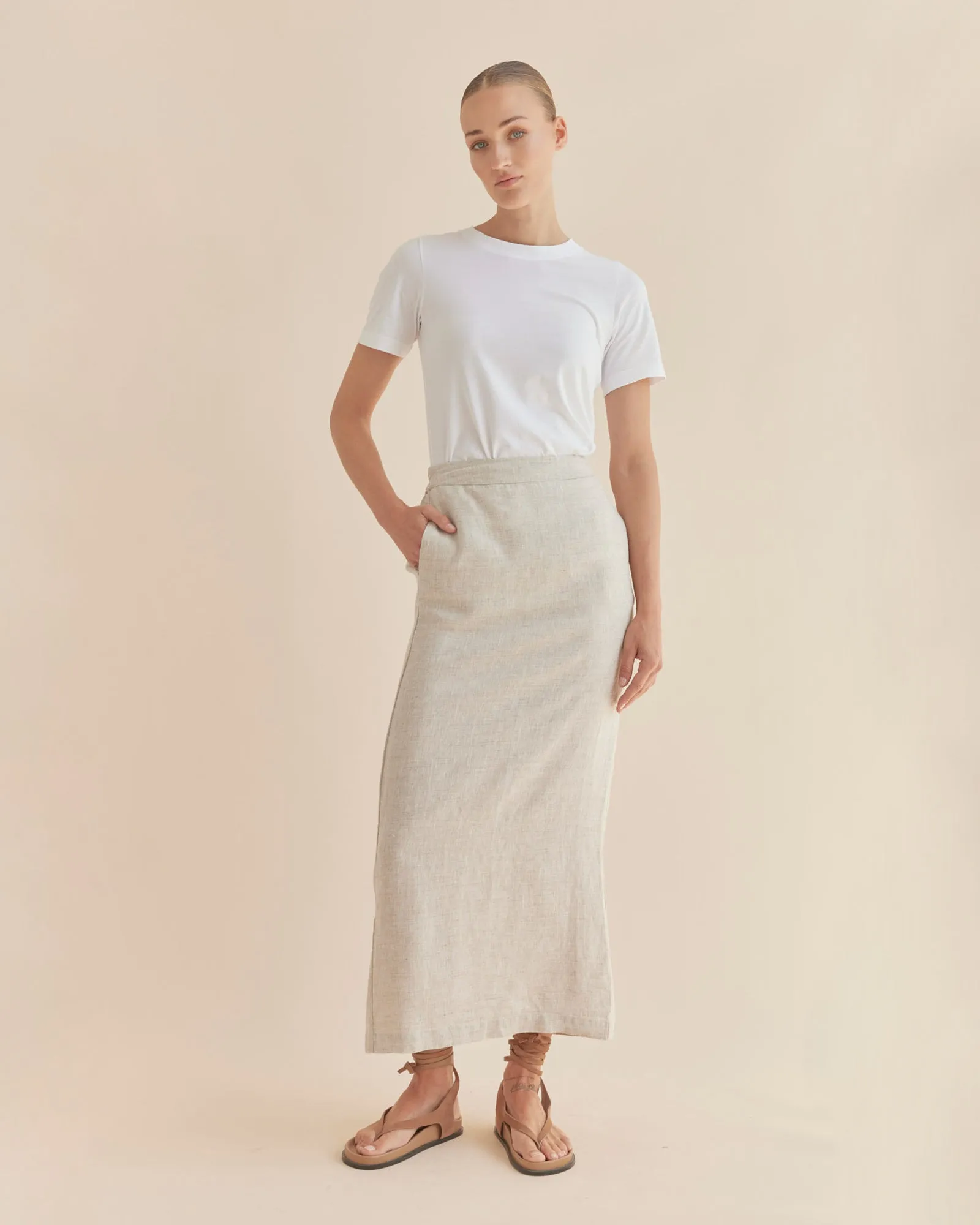 Mabel Linen Skirt - Natural