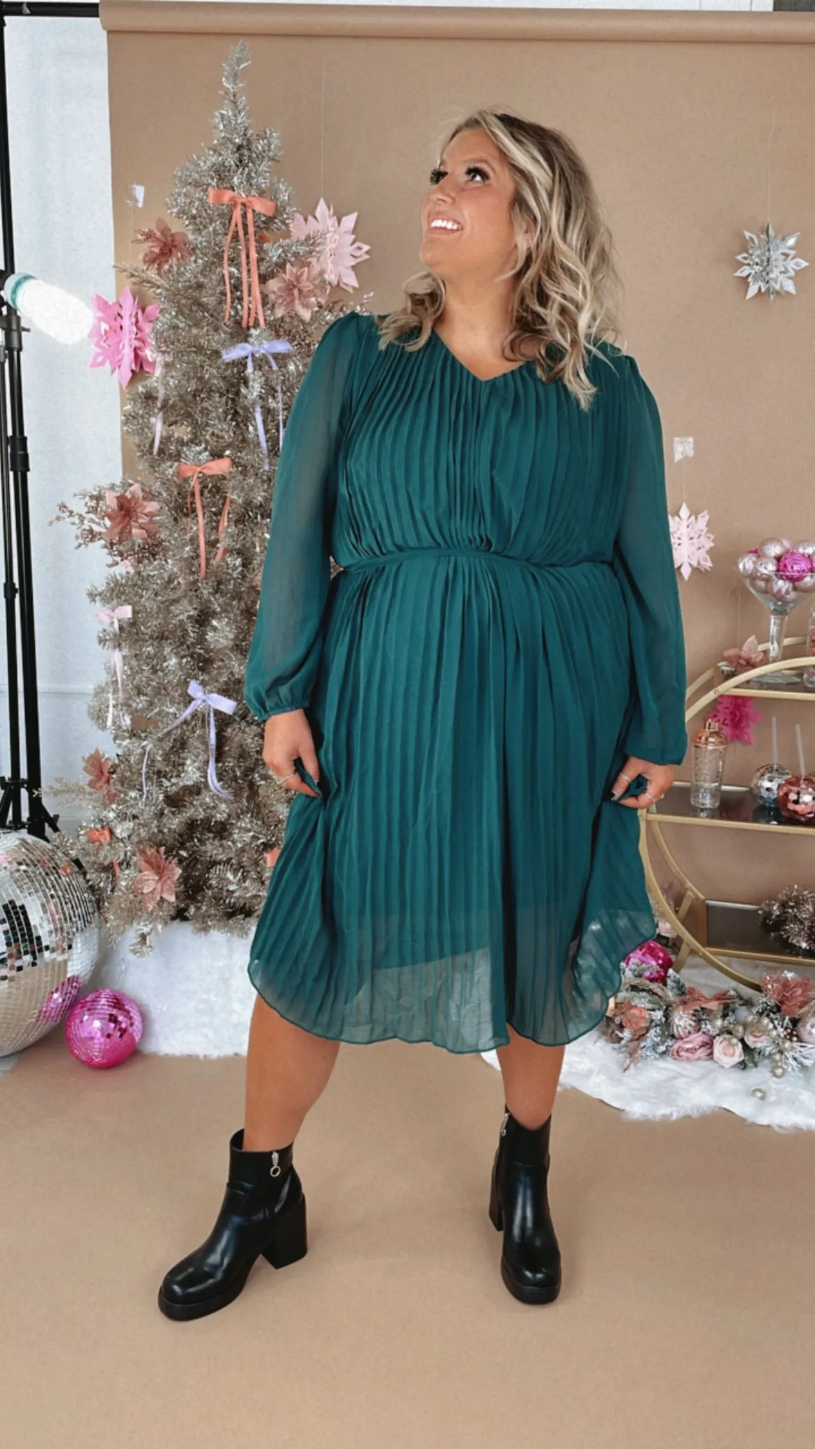 Main Event Long Sleeve Midi Dress, Sea Green