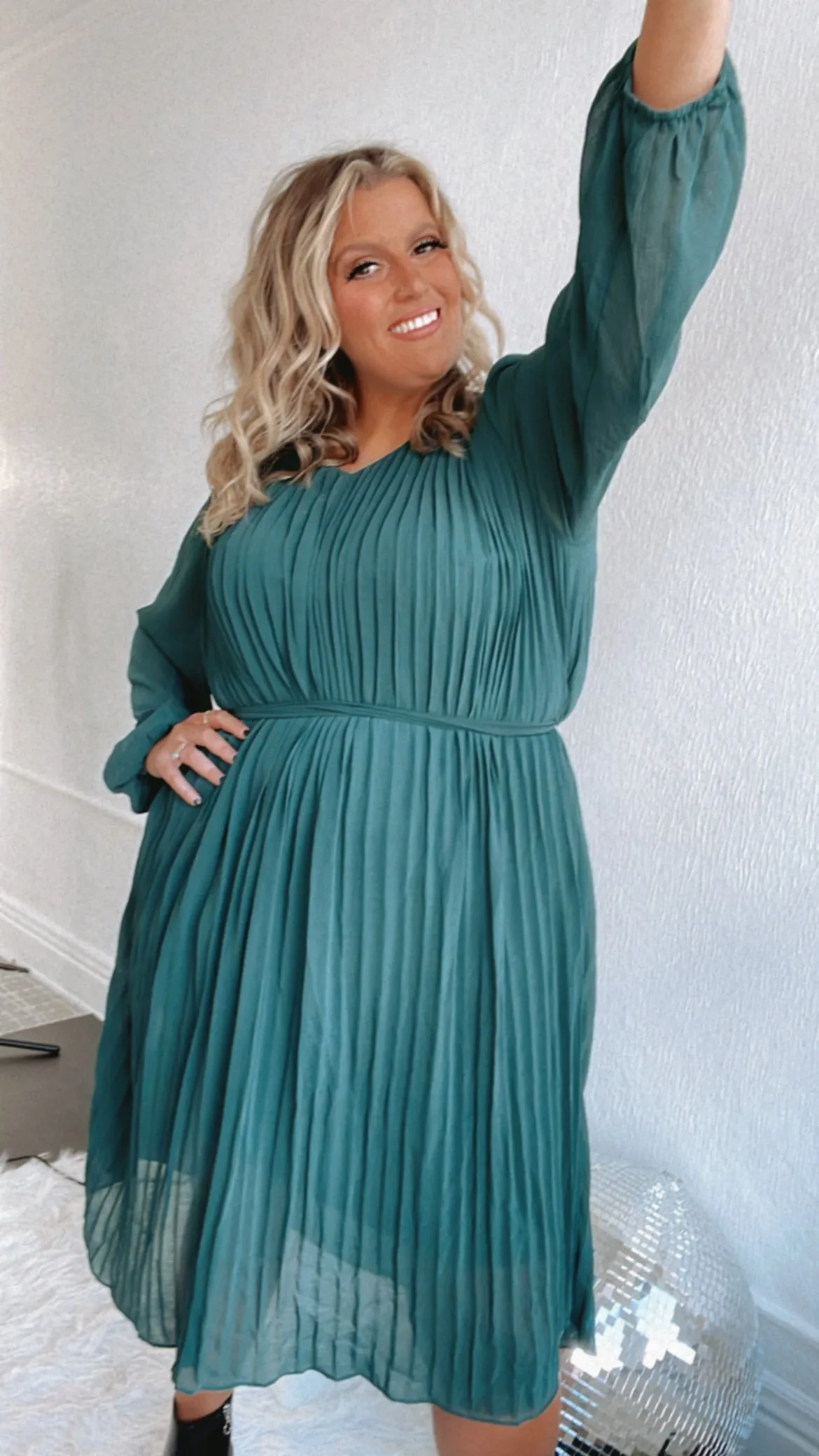 Main Event Long Sleeve Midi Dress, Sea Green