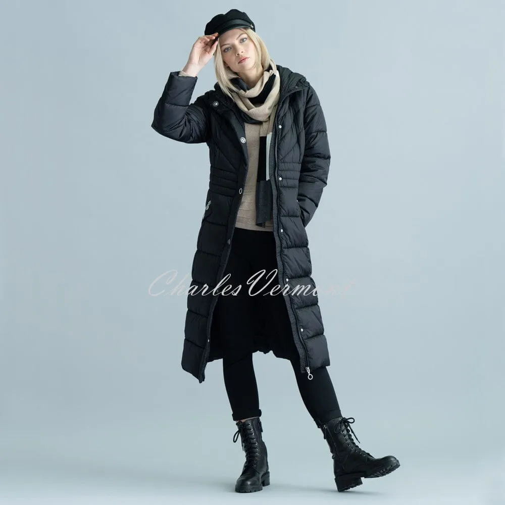 Marble 2 in 1 Long Length Hooded Quilted Coat – style 6399-101 (Black)