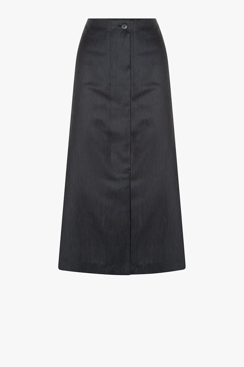 Mei skirt | Black striped - Virgin wool, silk & cotton blend