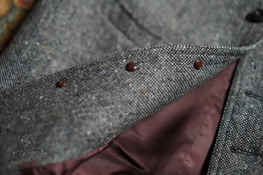 Men's Colored Speckle Grey Tweed Safari Vest