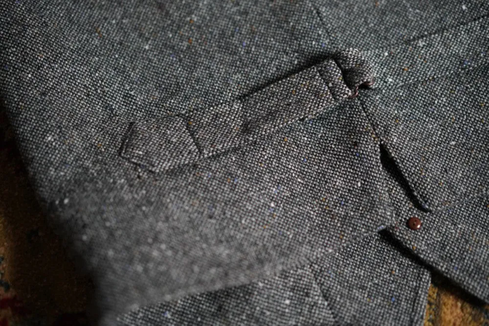 Men's Colored Speckle Grey Tweed Safari Vest