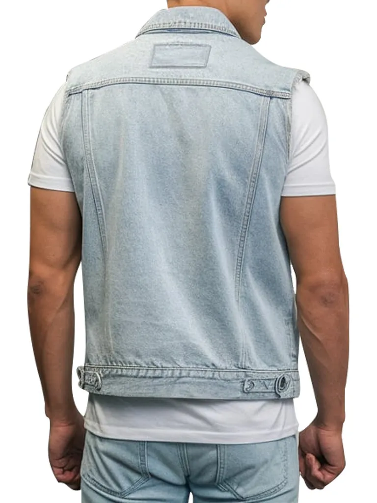 Men's Light Blue Sleeveless Denim Vest