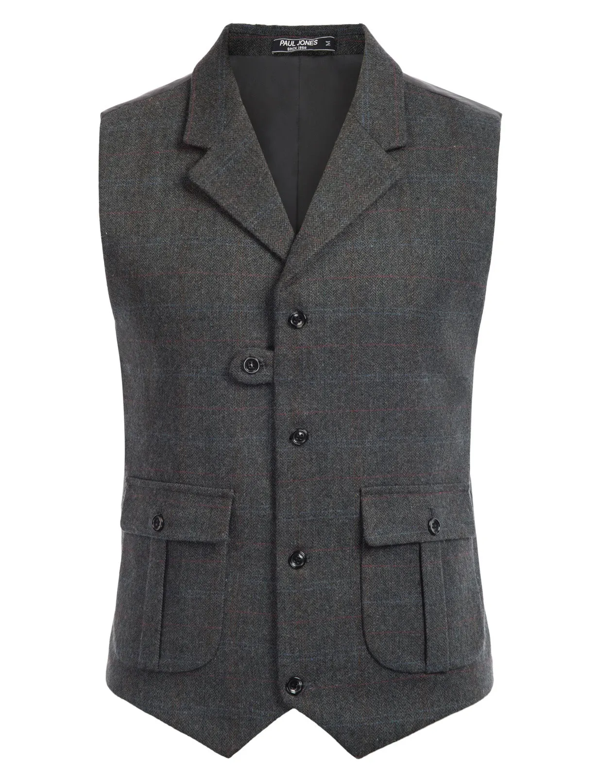 Mens Western Herringbone Suit Vest Tweed Wool Blend Slim Fit Casual Waistcoat