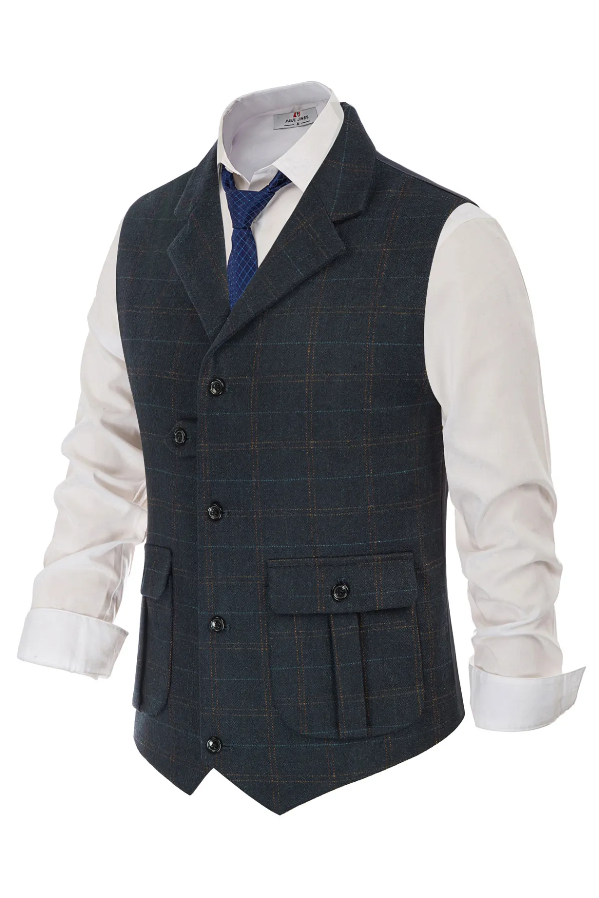 Mens Western Herringbone Suit Vest Tweed Wool Blend Slim Fit Casual Waistcoat