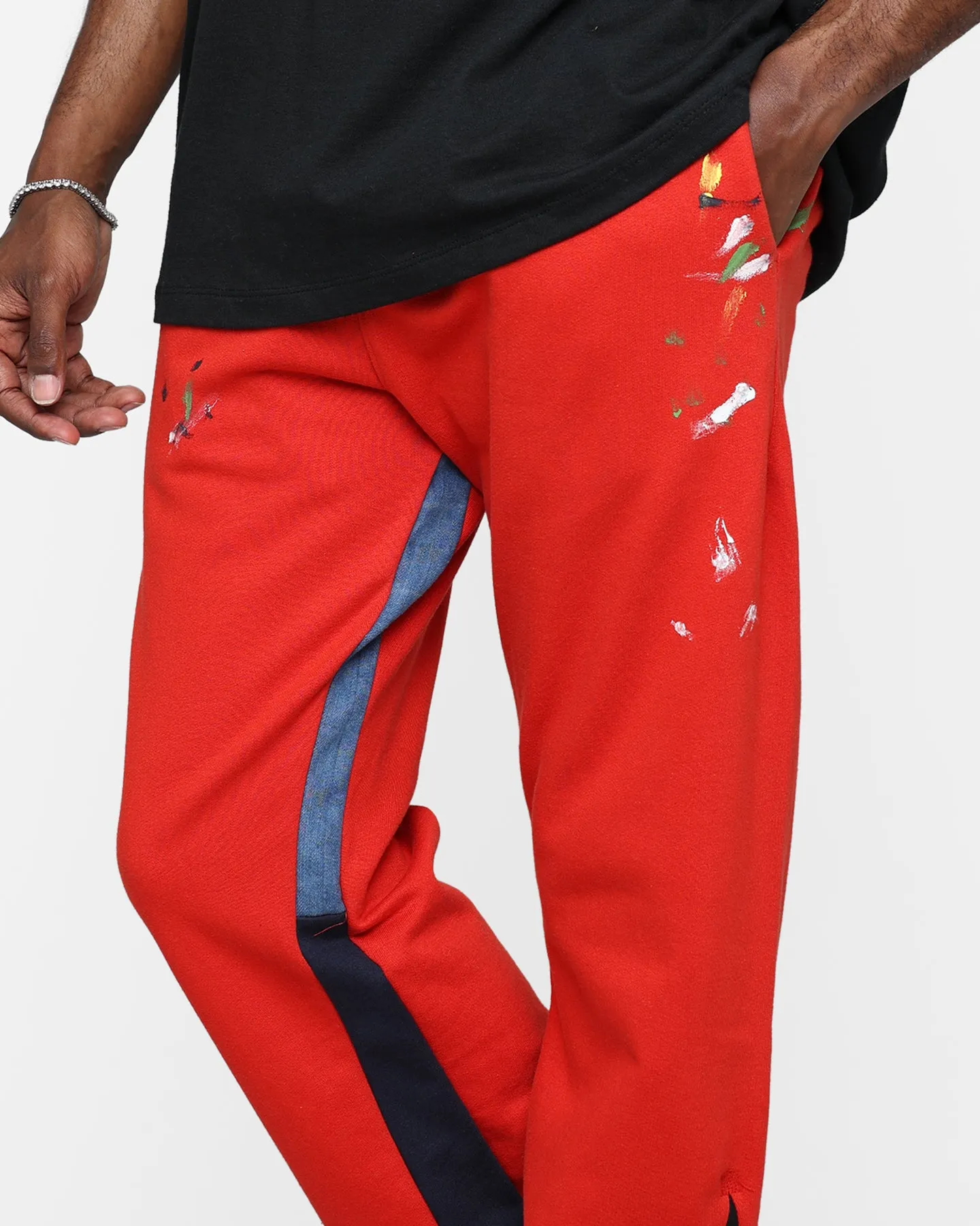 MNML Contrast Bootcut Sweat Pants Red