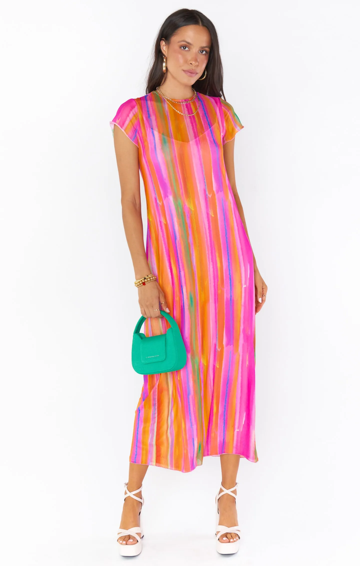 Molly Midi Dress ~ Sunrise Stripe Mesh