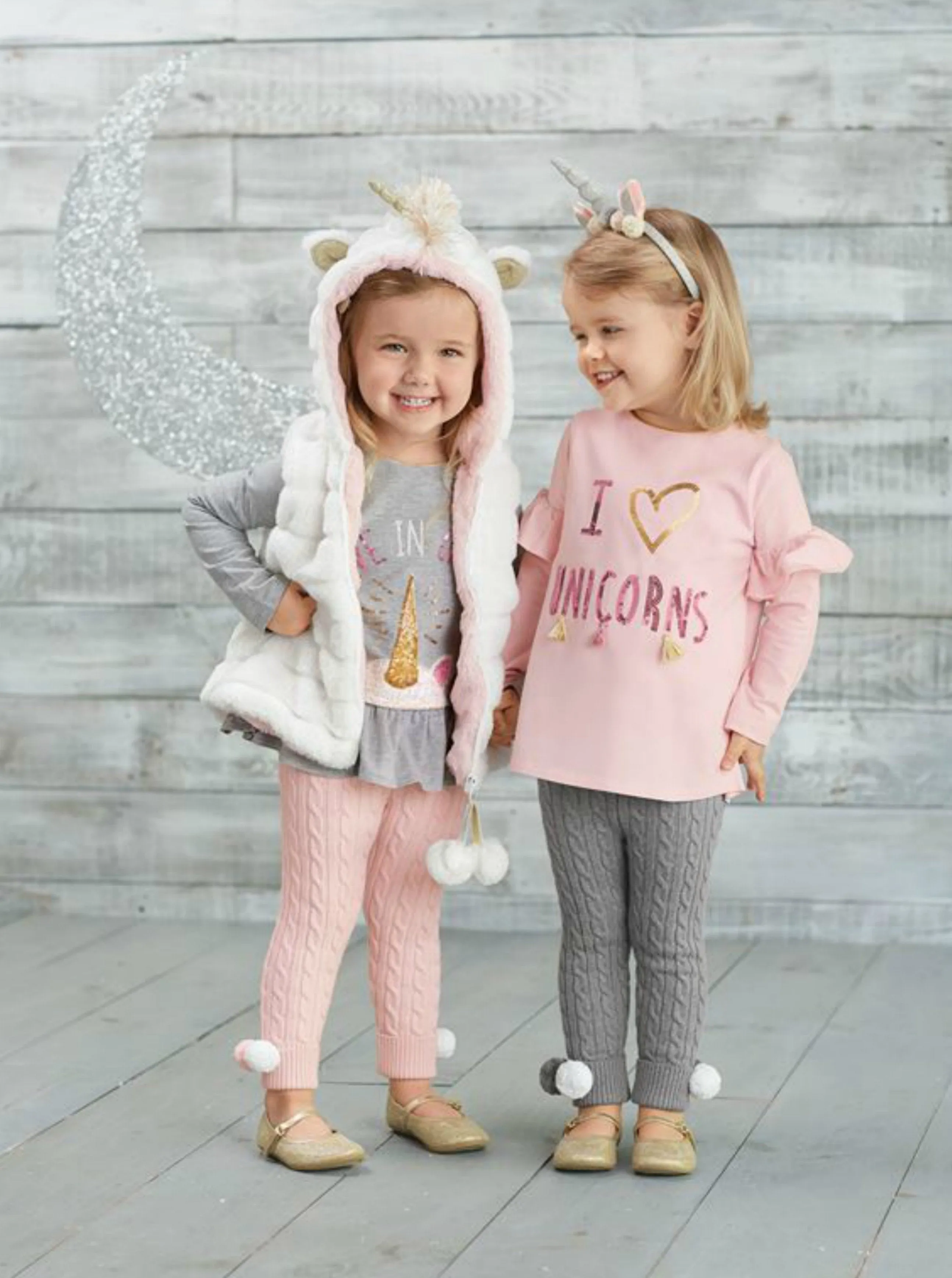 Mudpie Infant & Toddler Girls White Unicorn Faux Fur Hooded Vest