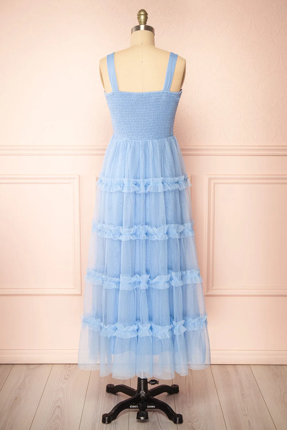 Musai Blue | Long Dress w/ Ruched Top