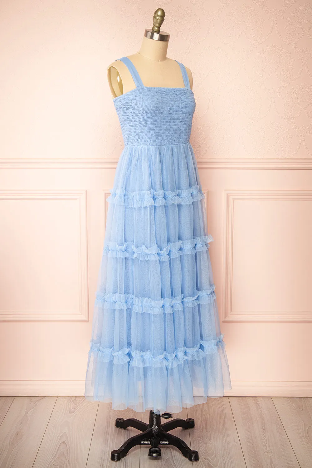 Musai Blue | Long Dress w/ Ruched Top