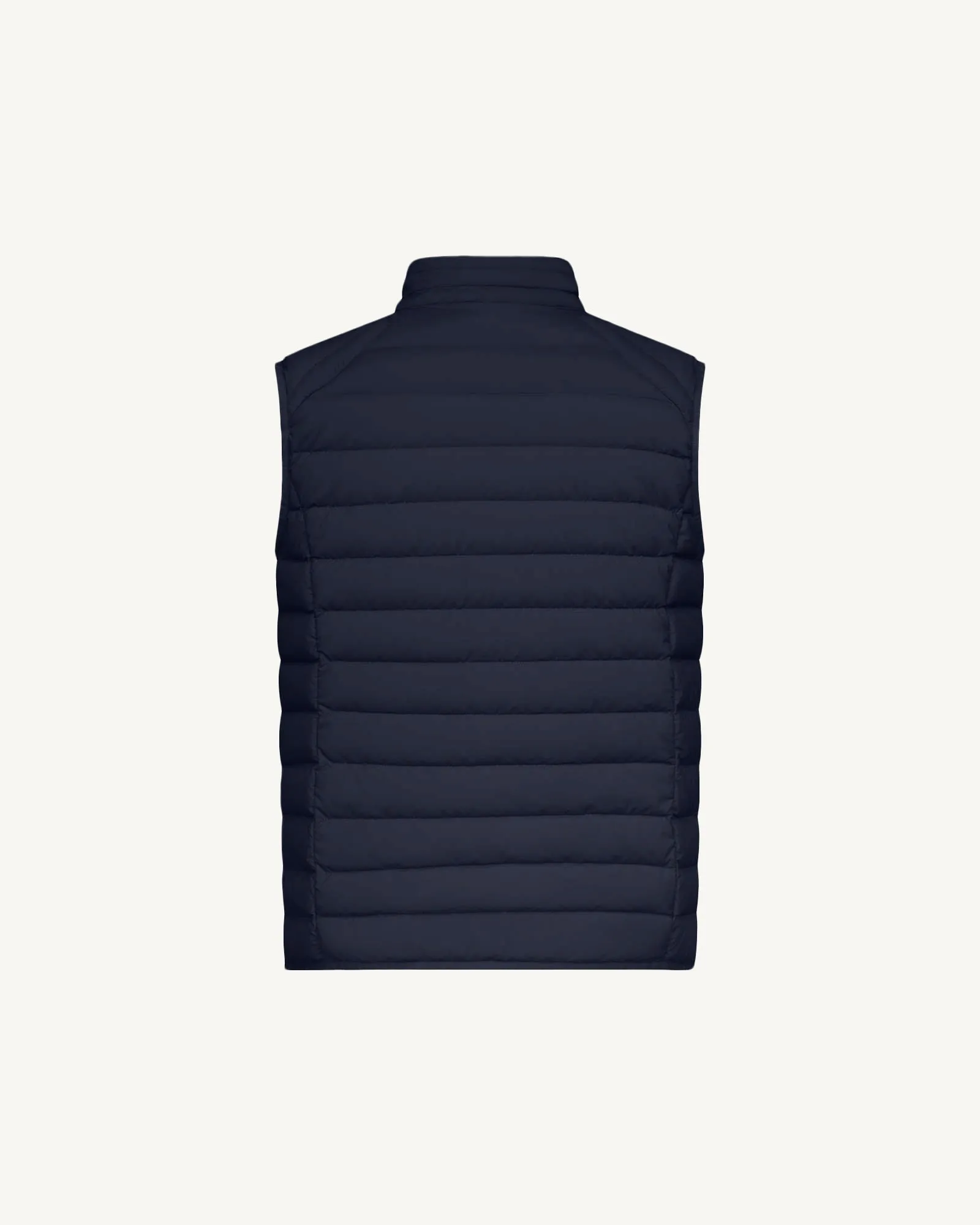 Navy Arafo stretch sleeveless puffer jacket