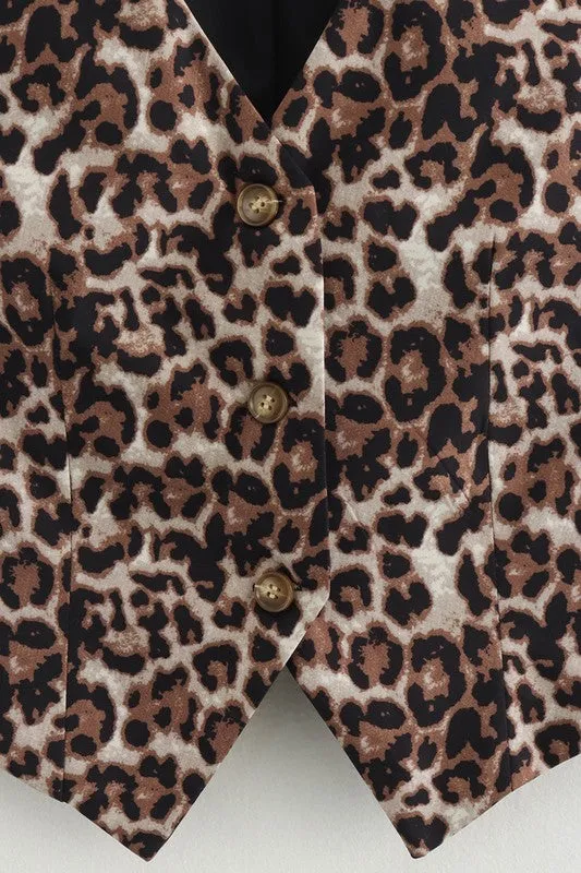 NEW!! Leopard Print Button Vest