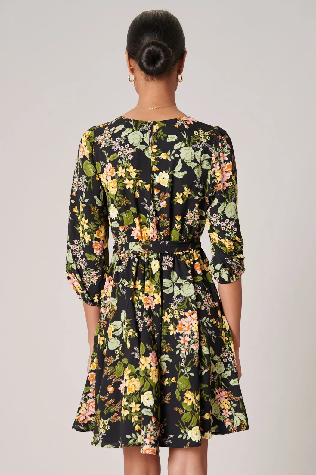 Night Bloom Balloon Sleeve Derby Dress