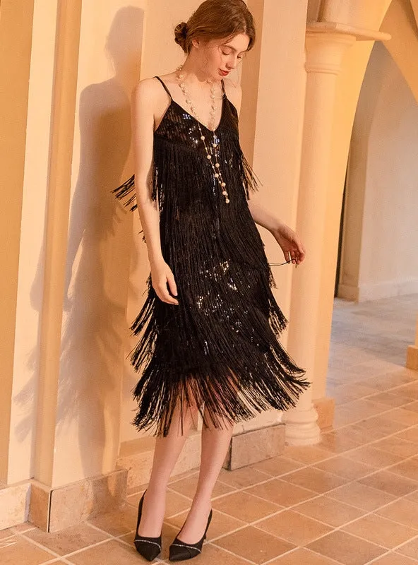 Nightclub Sequined Fringed Dress