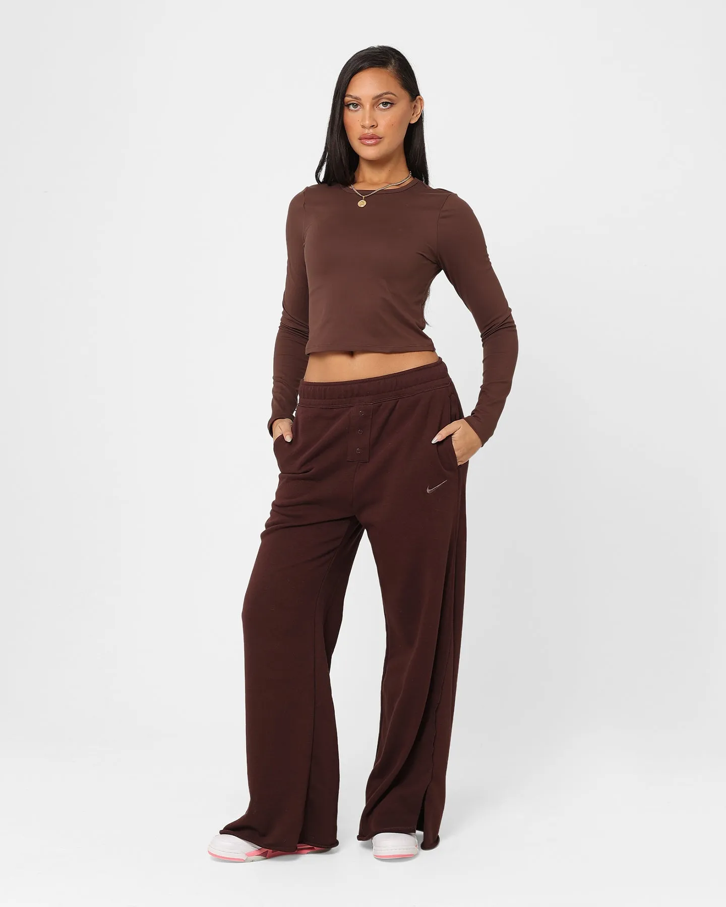 Nike Women's Sportswear Everyday Modern Wide Leg Pants Earth/Plum Eclipse