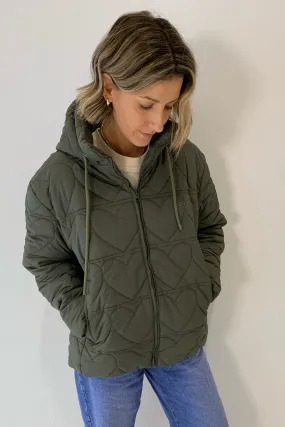 O&F Heart Quilted Coat