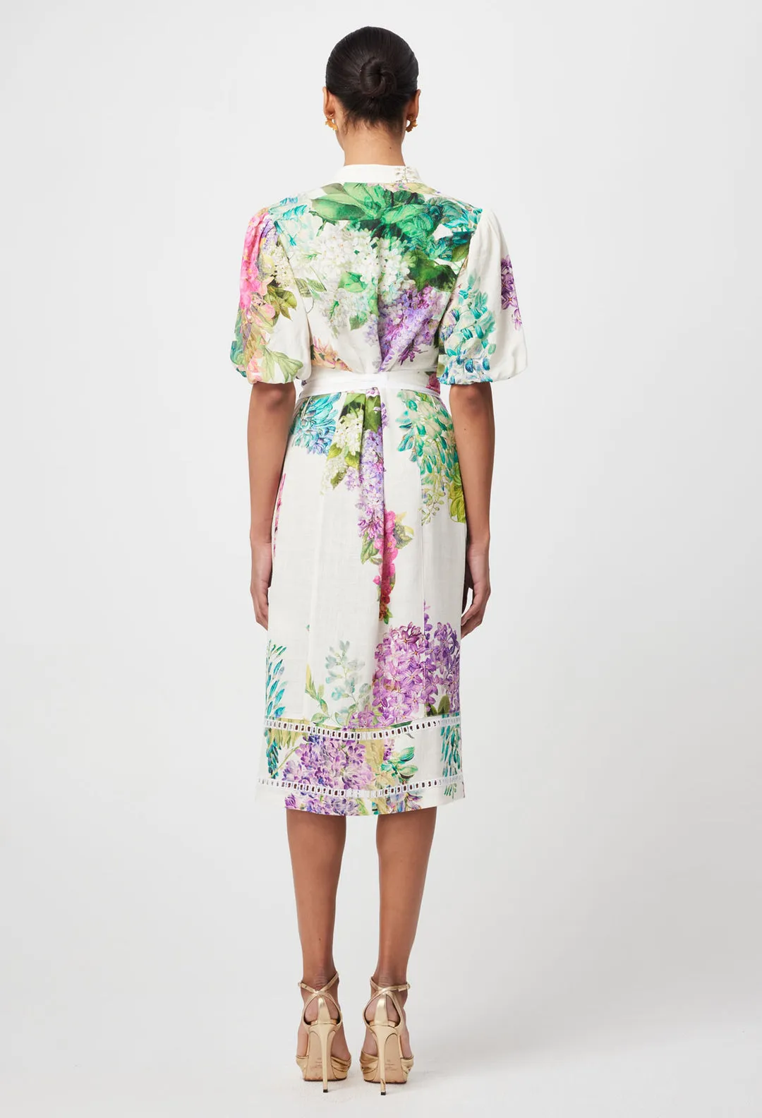 Once Was -  Carlyle Embroidered Dress - Viscose - In Wisteria Alba