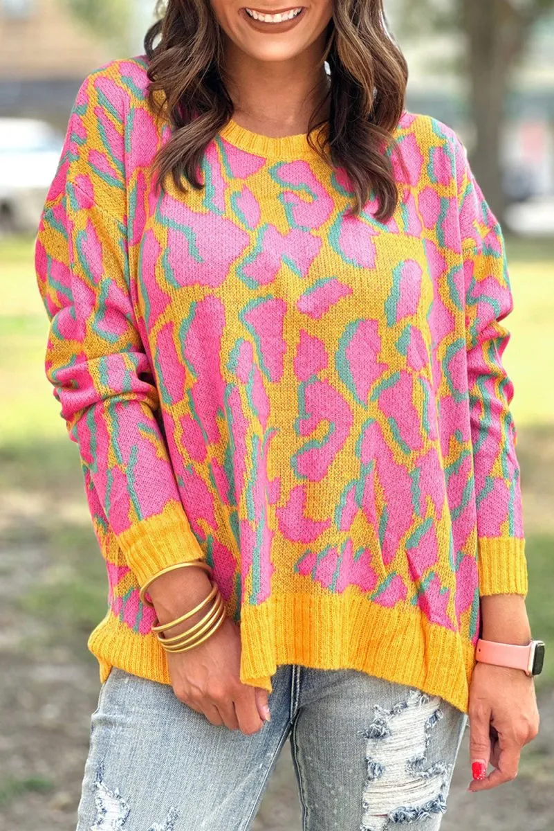 Orange Leopard Abstract Baggy Sweater