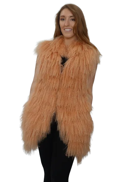 Orange Tibetan Lamb Vest