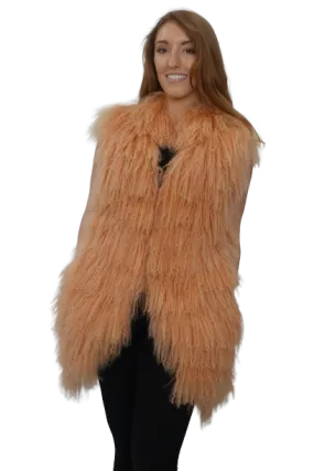 Orange Tibetan Lamb Vest