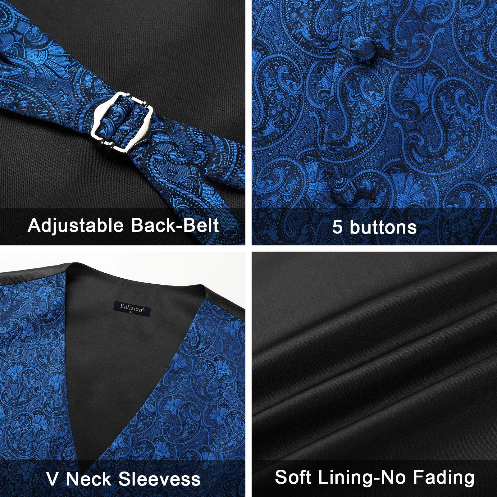 Paisley 4pc Suit Vest Set - ROYAL BLUE