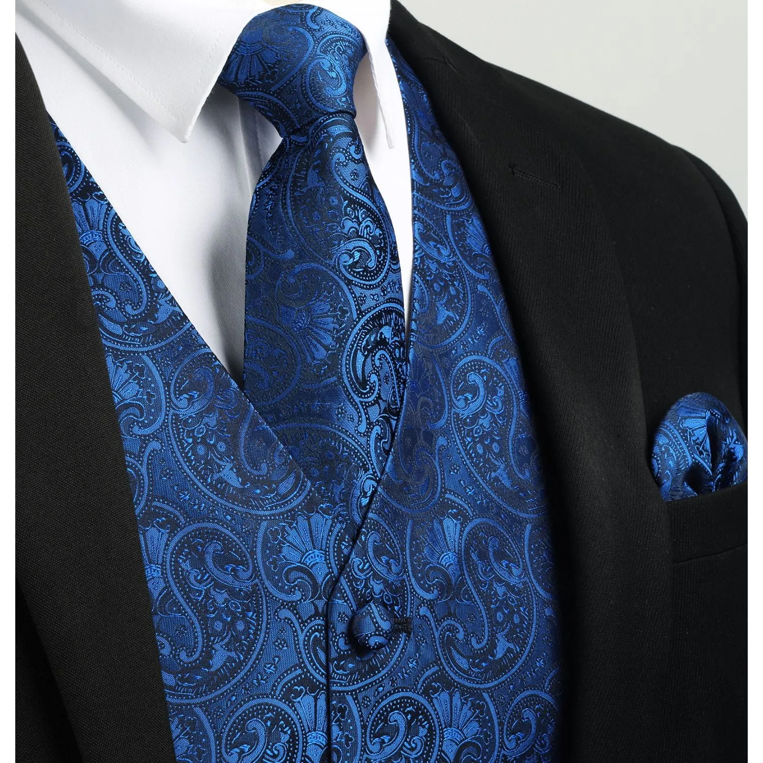 Paisley 4pc Suit Vest Set - ROYAL BLUE