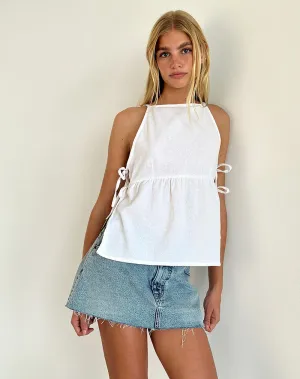 Palsi Tie Side Sleeveless Top in White