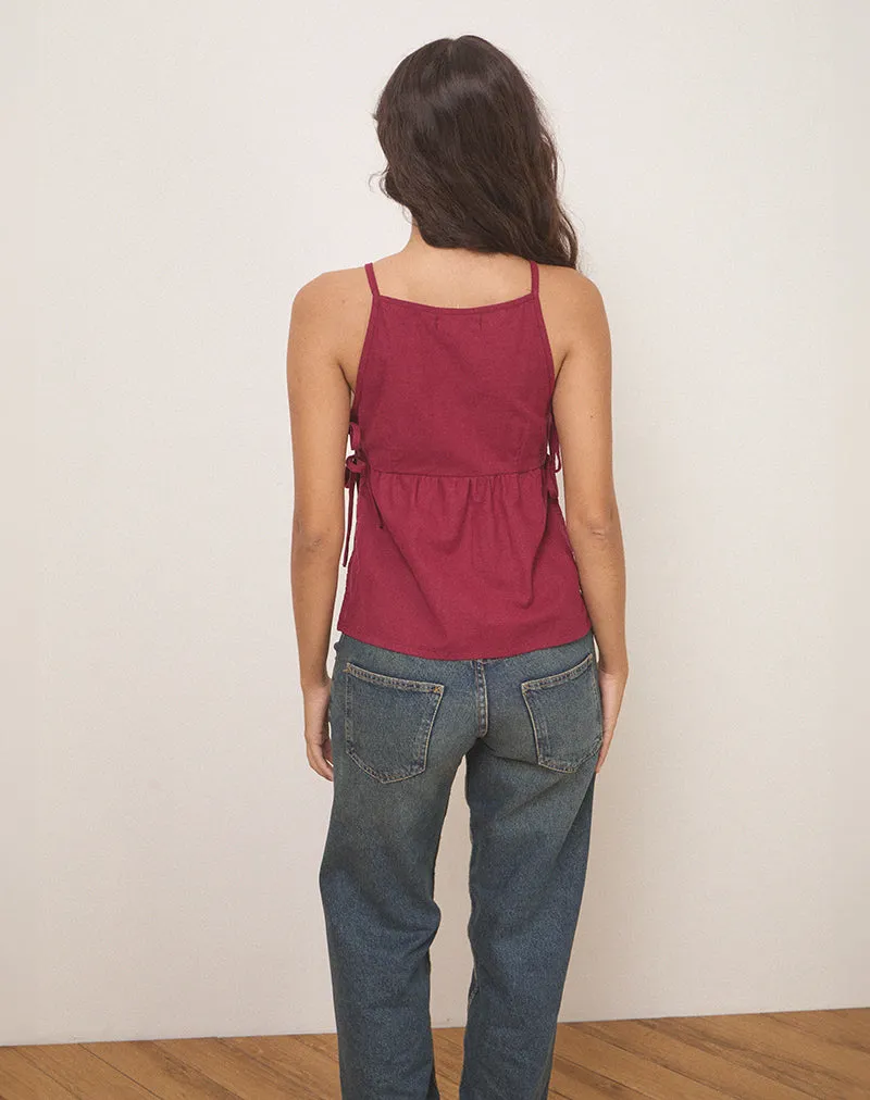 Palsi Tie Side Top in Burgundy