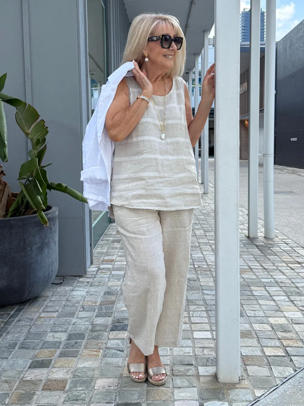 Patio Stripe Tank - Natural