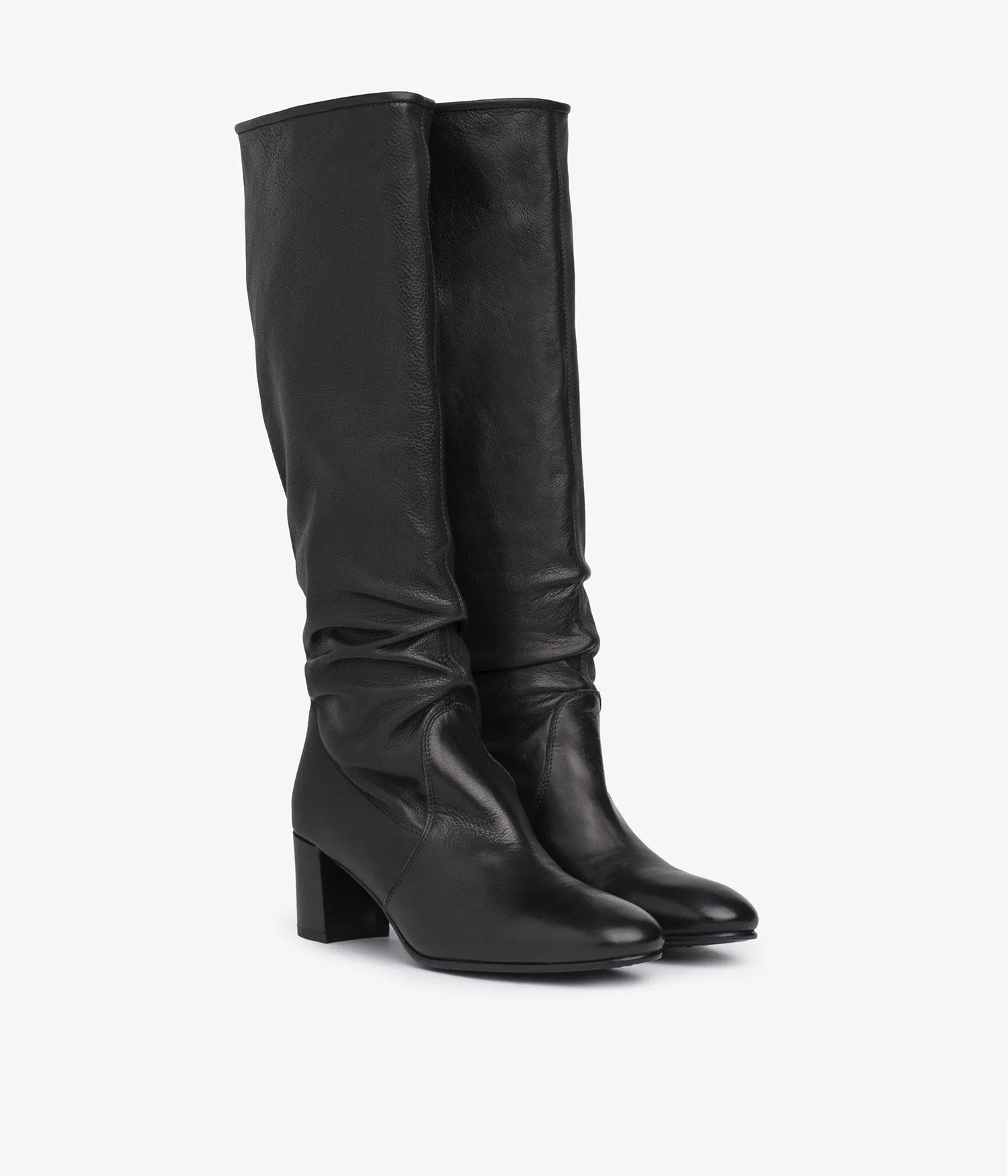 Pedro Garcia - Xantia Tall Midi Slouch Leather Boots in Black