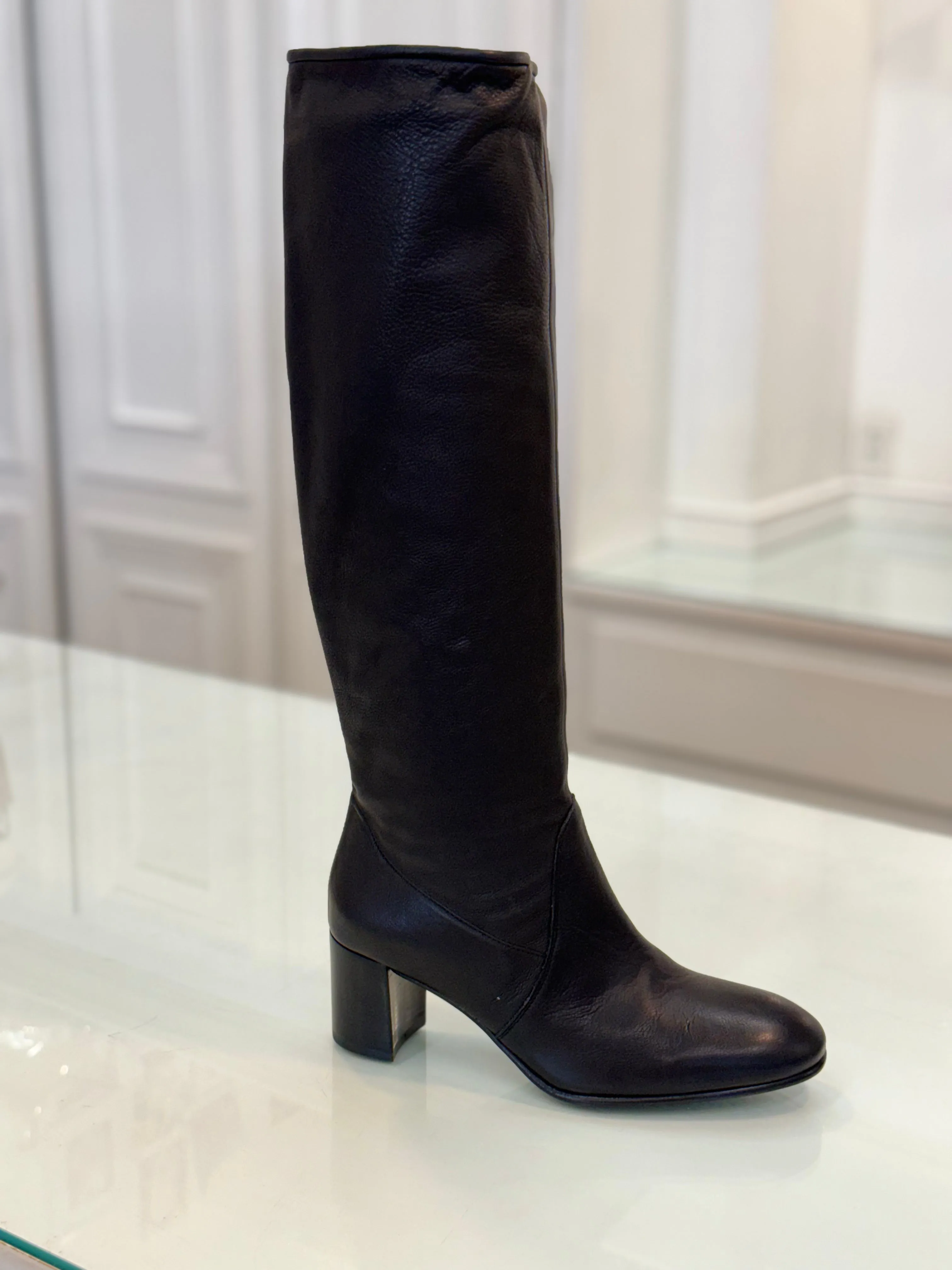 Pedro Garcia - Xantia Tall Midi Slouch Leather Boots in Black