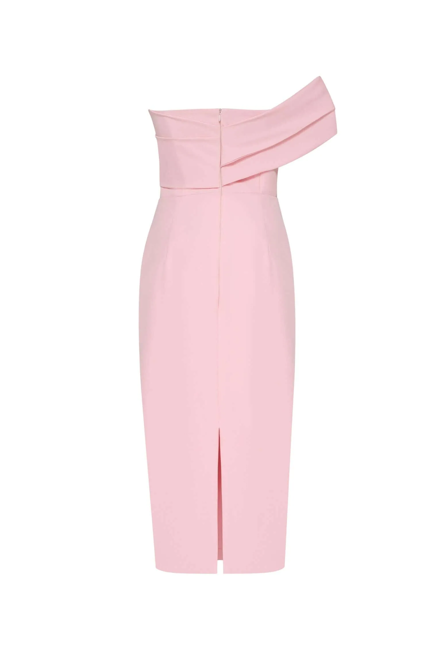 Pink Classy midi dress with open neckline