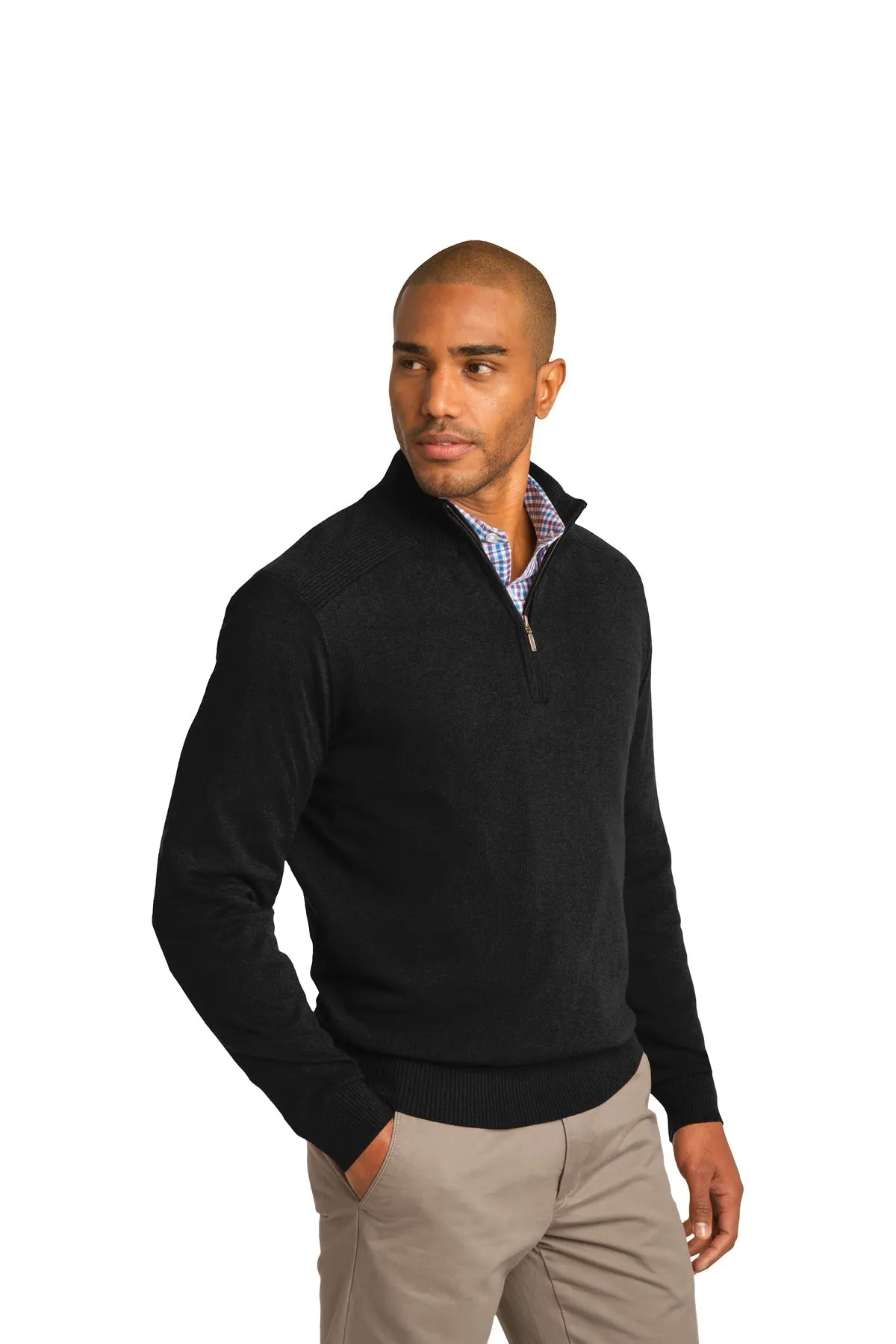 Port Authority 1/2-Zip Branded Sweaters, Black