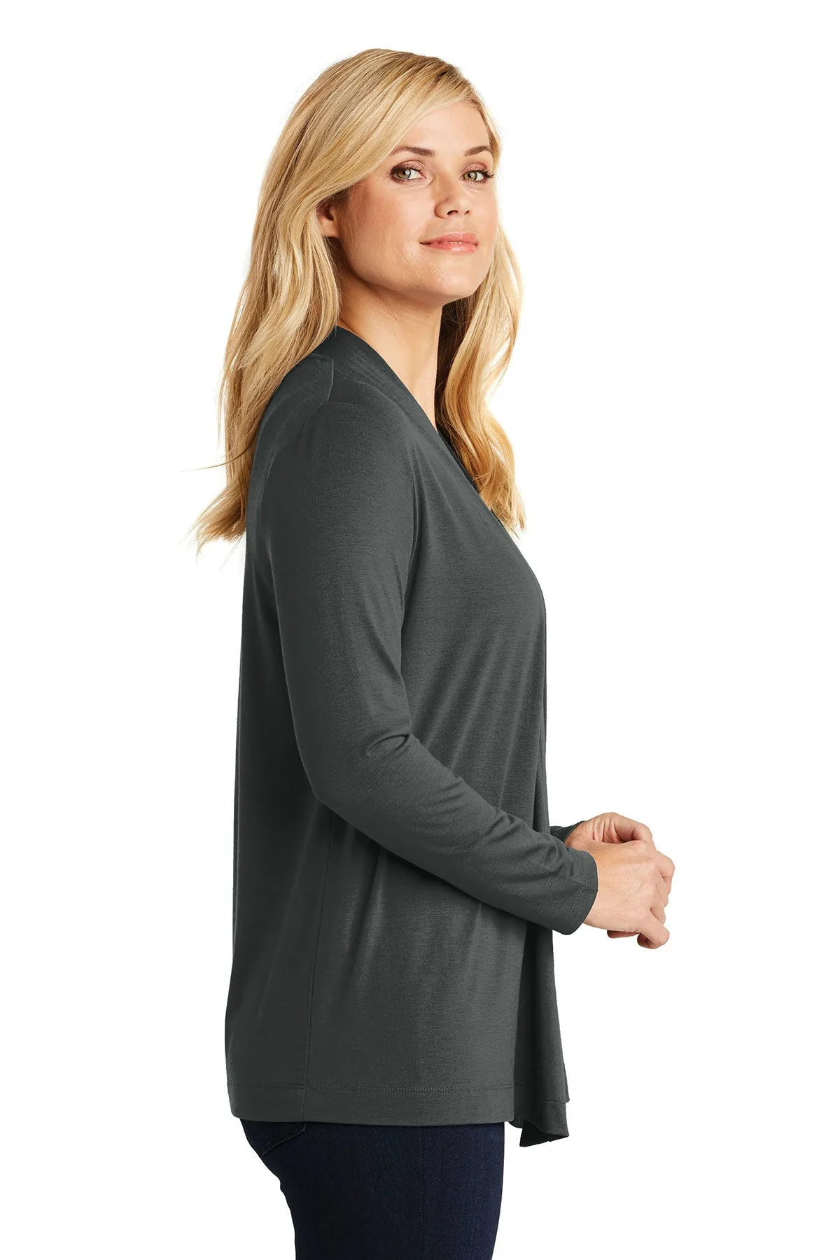 Port Authority Ladies Branded Concept Knit Cardigans, Grey Smoke