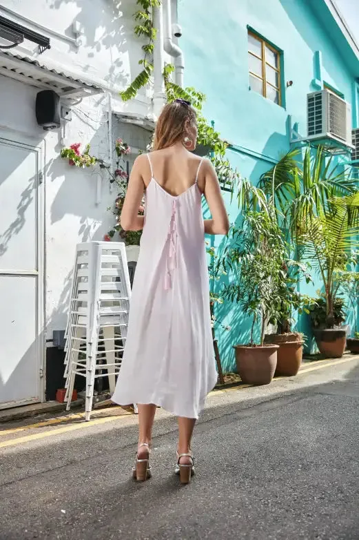 Powder Pink Wrap Slip Dress