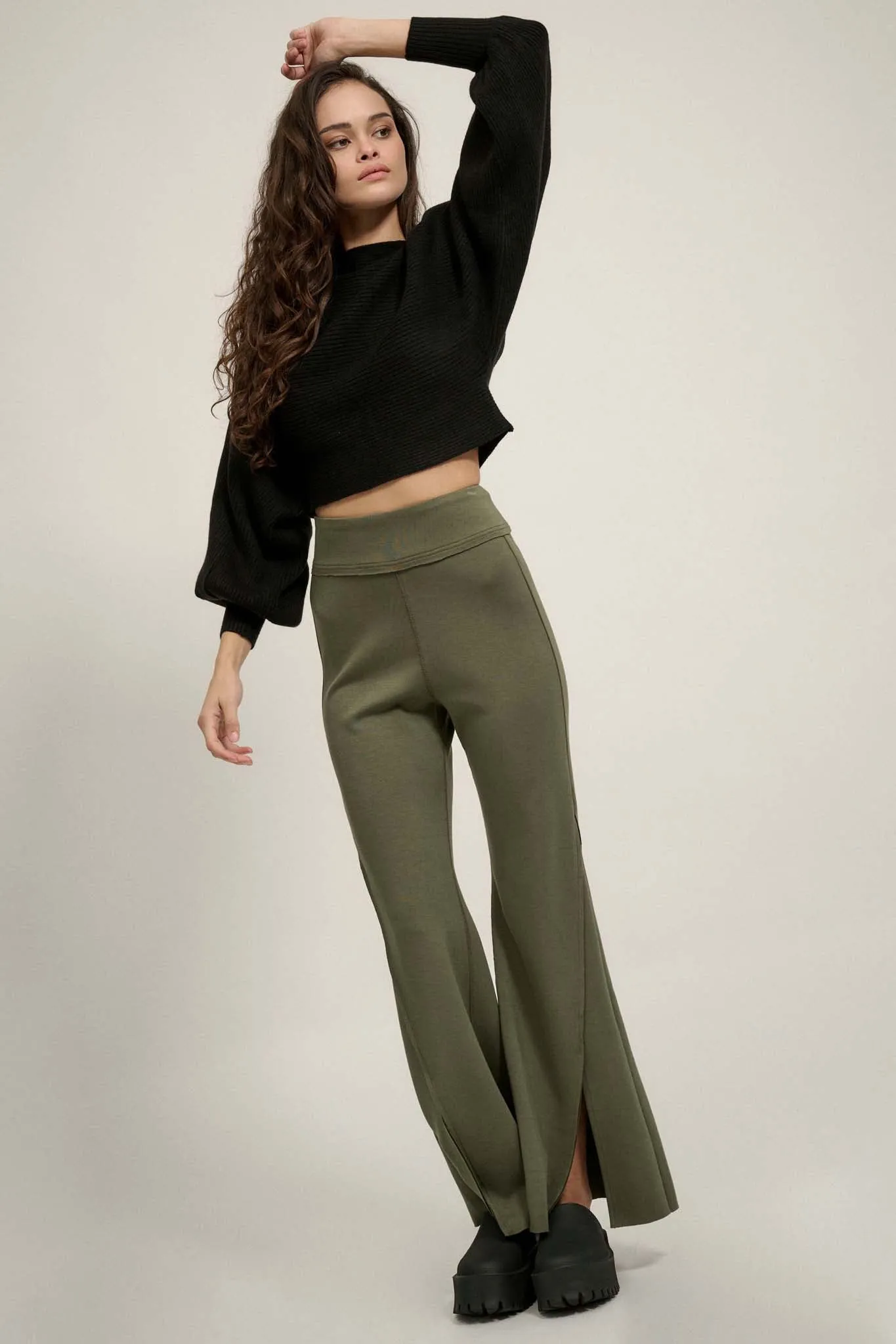 Premium Scuba Split-Leg Flare Pants