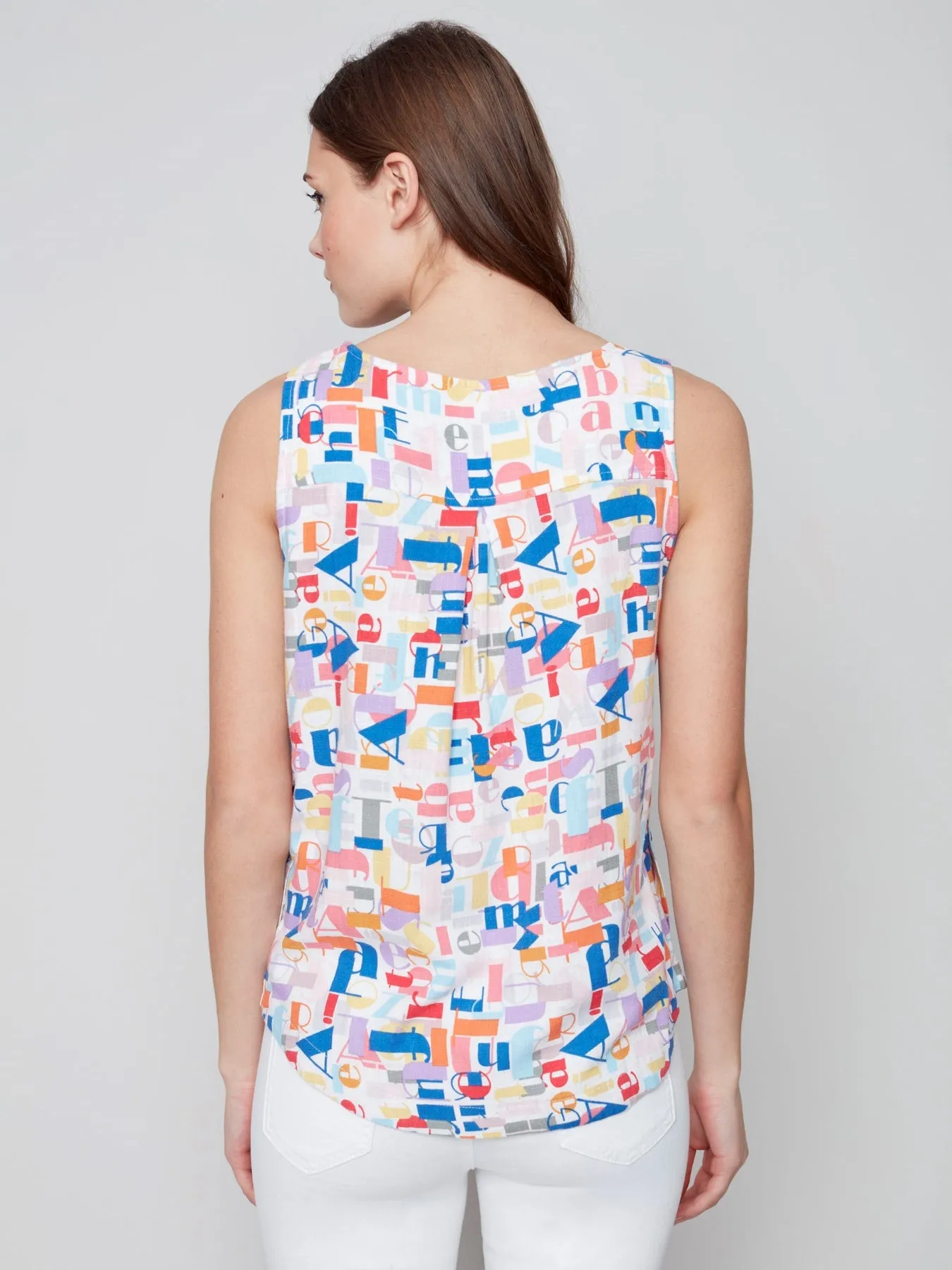 Printed Lined Top with Side Buttons