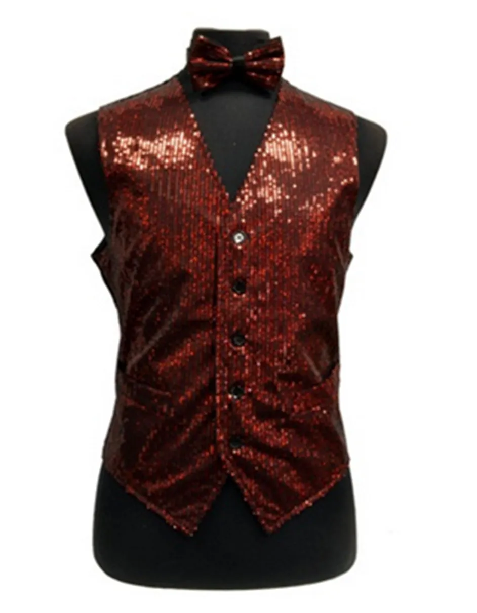 Red Sequin Vest Set