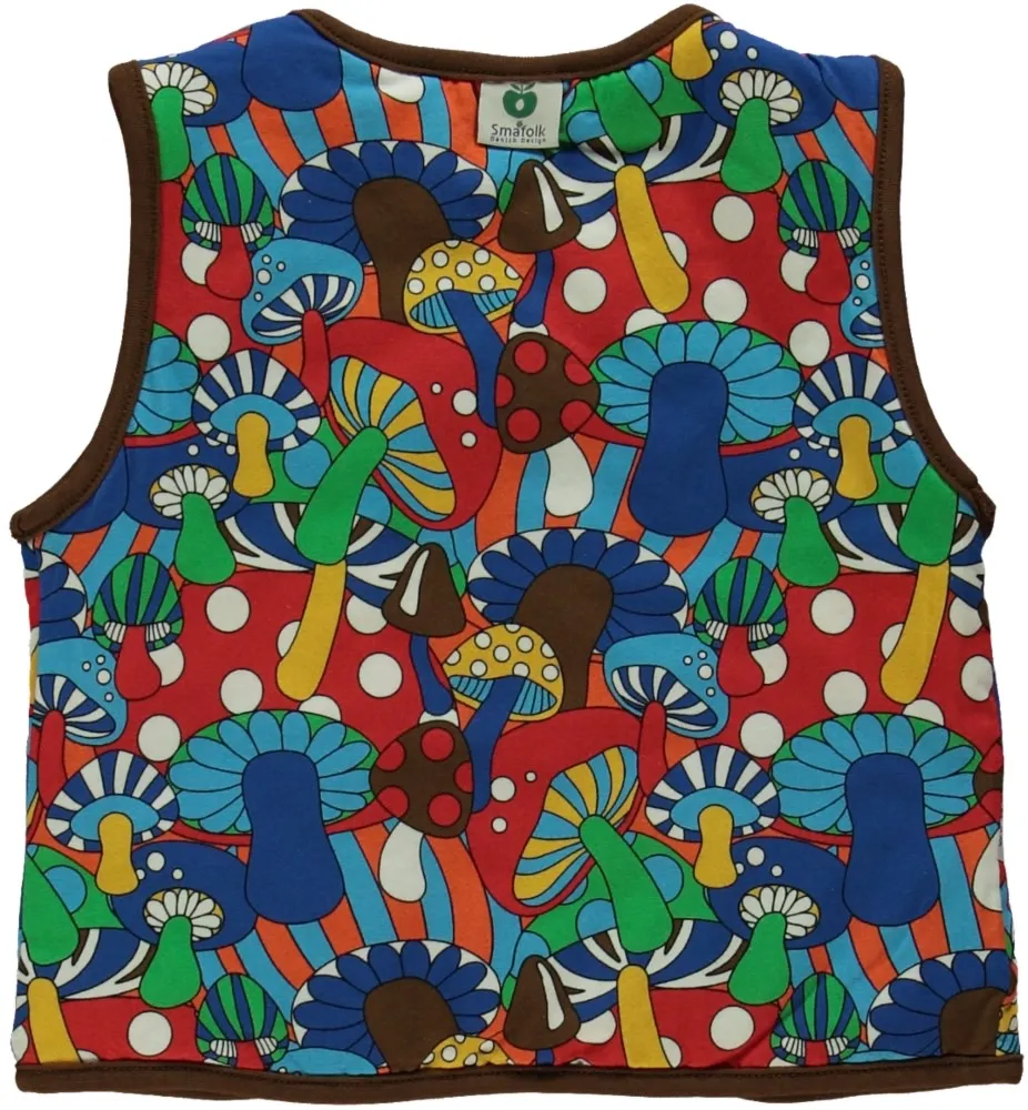 Reversible vest with retro mushrooms