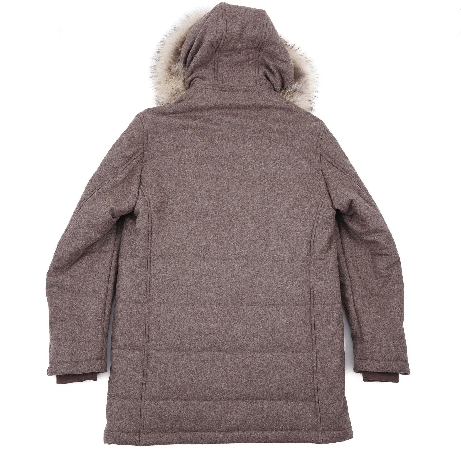 Rifugio Quilted Flannel Wool Parka with Fur Hood