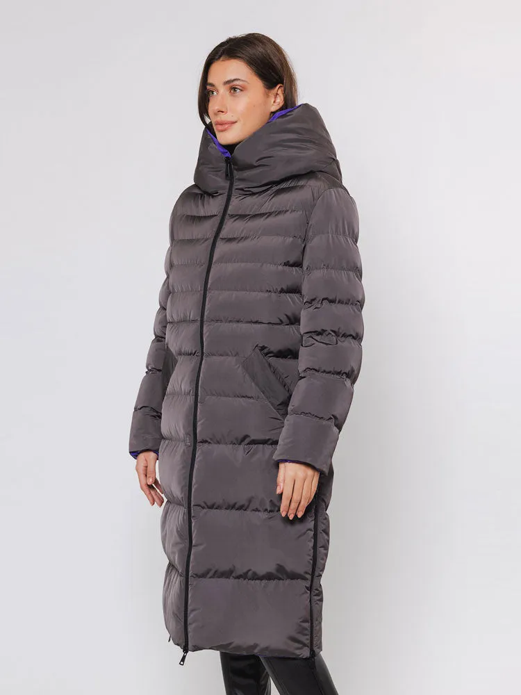 Rino & Pelle Keila Reversible Long Coat Graphite & Purple