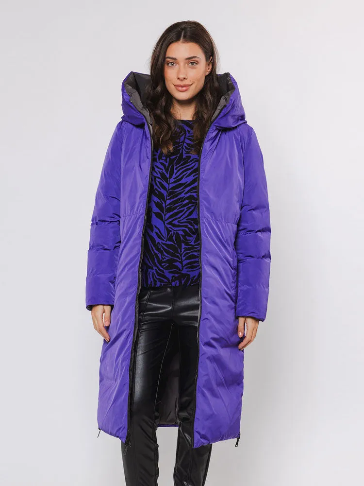 Rino & Pelle Keila Reversible Long Coat Graphite & Purple