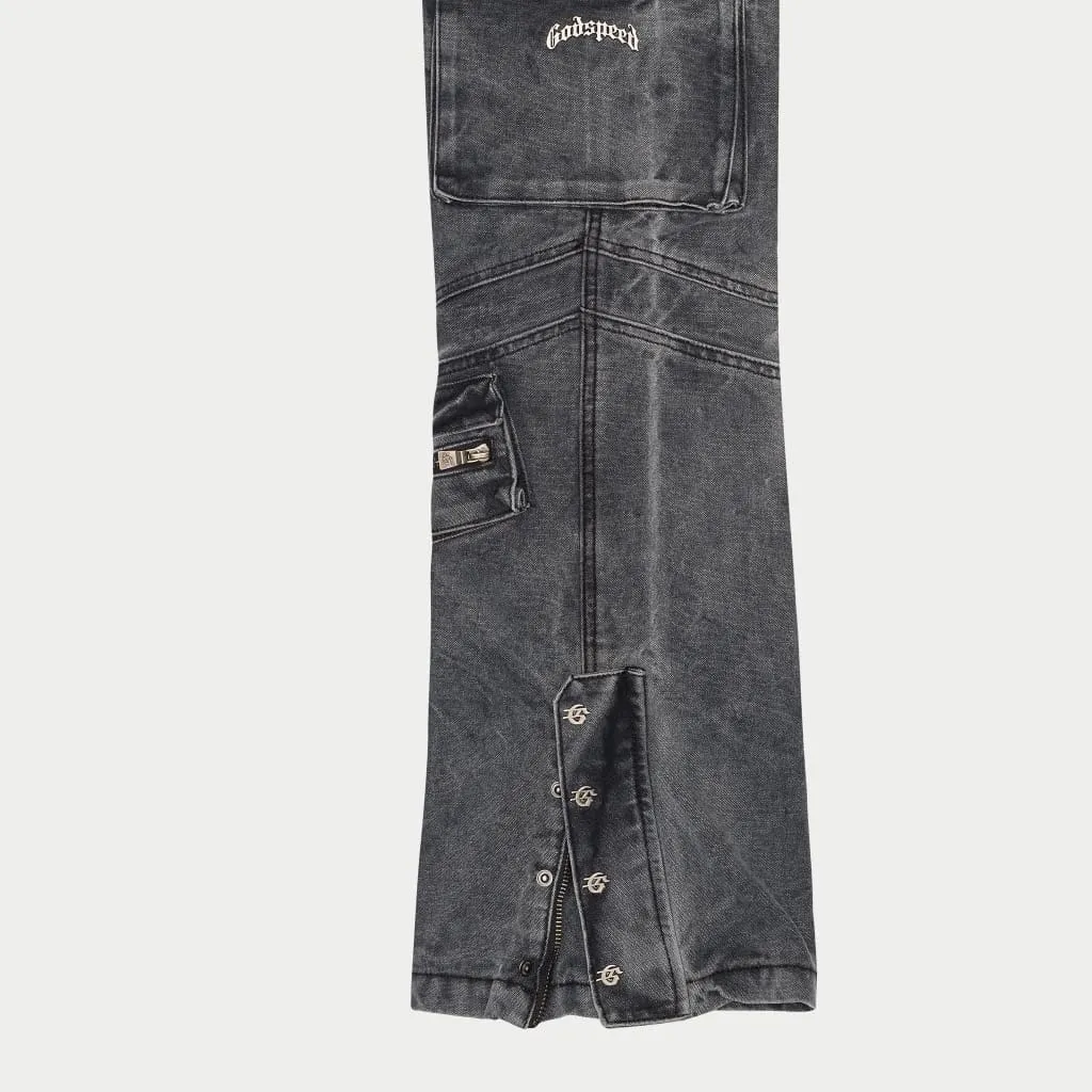 Rockstar Flare Premium Cargo Denim (Grey Wash)