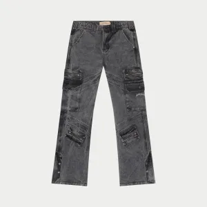 Rockstar Flare Premium Cargo Denim (Grey Wash)