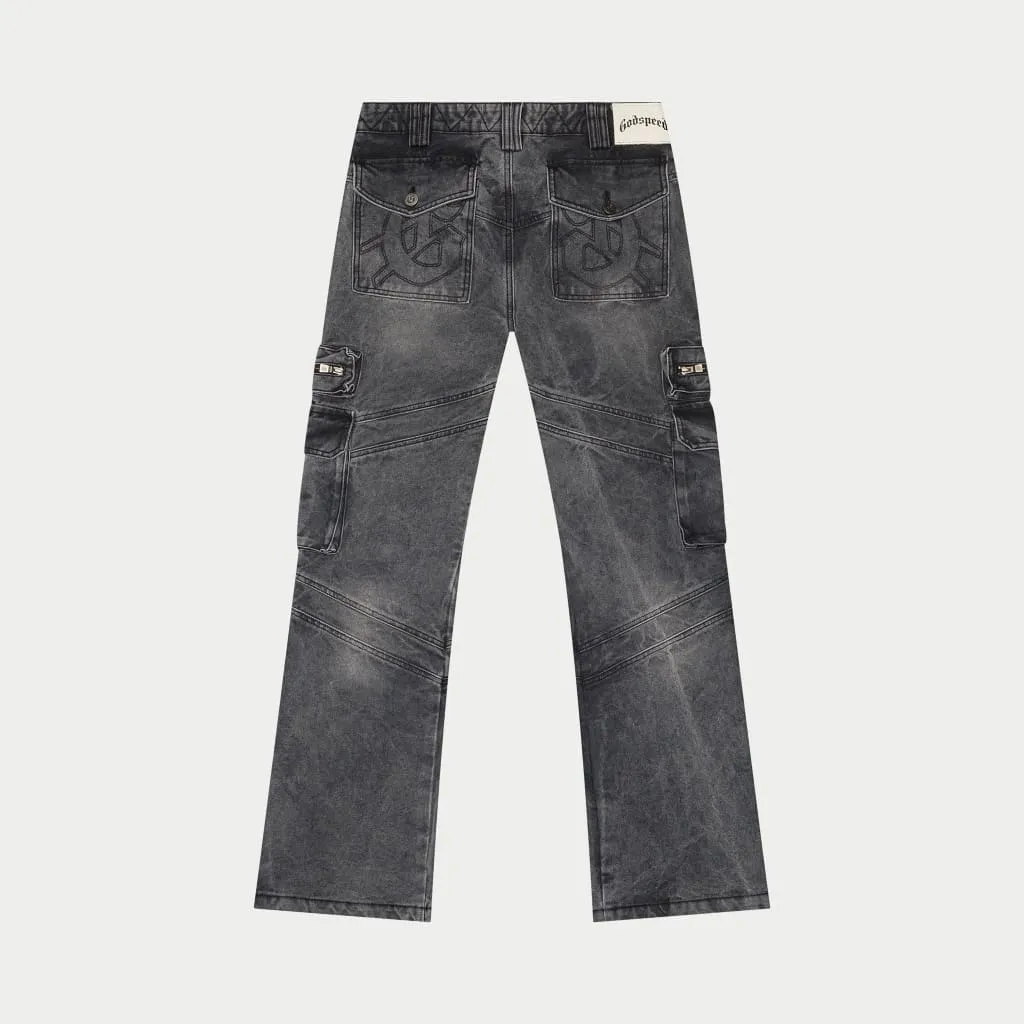 Rockstar Flare Premium Cargo Denim (Grey Wash)